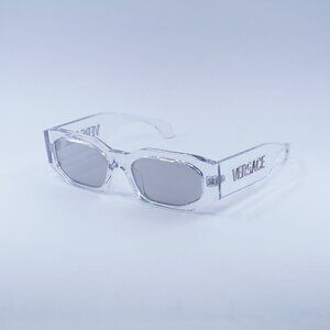 Versace VE4489U 148/8V Sunglasses Transparent Rectangle Frame, Silver Lenses